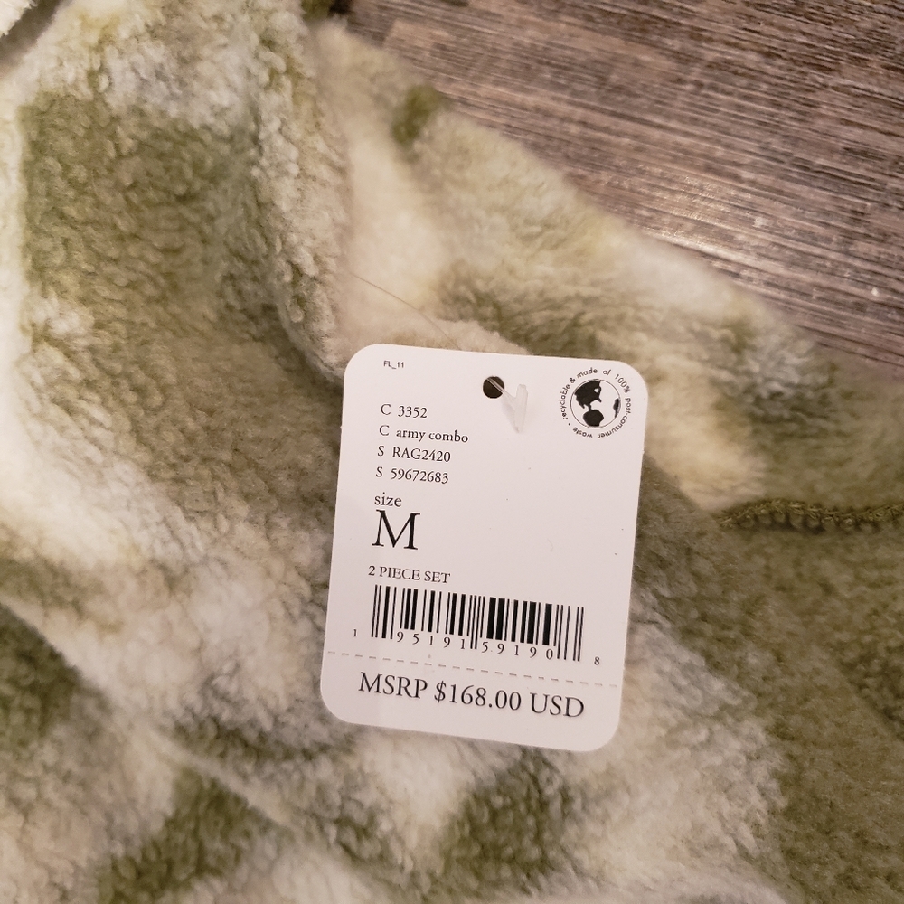 Free People Kelly Washed Tie Dye Short Set in Army Combo Size Medium Women NWT - Picture 4 of 5